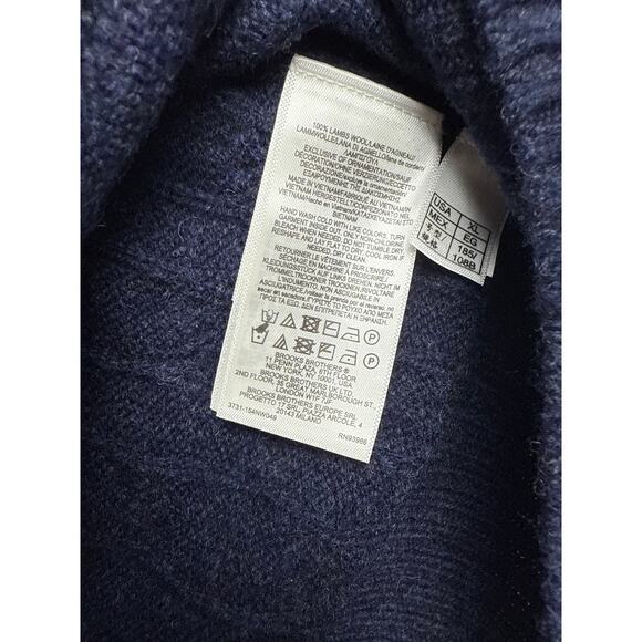 NWT Brooks brothers cableknit crew neck wool sweaters navy Men’s XL - Picture 5 of 9